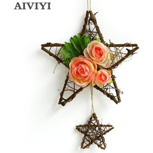 Rattan stars hanging ornaments creative living room dormitory bedroom room decoration wall background wall small pendant