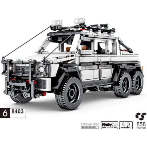 Scale technical ORV Pickup truck vehicle building block benz G63 6X6 bricks assemble model pull back toys collection for GIFTS