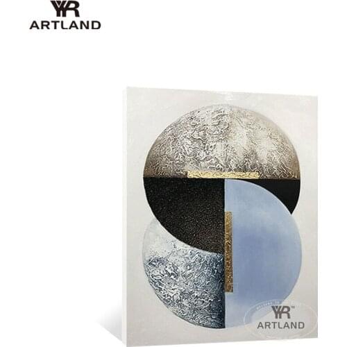 Modern abstract acrylic painting for wall decoration Handmade oil painting Circle gold foil hanging picture for living room gift