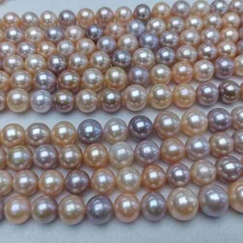 Finst Pearls Lots 5 strands round multi fresh water pearl strings 10-12mm #ZJ9000513-5