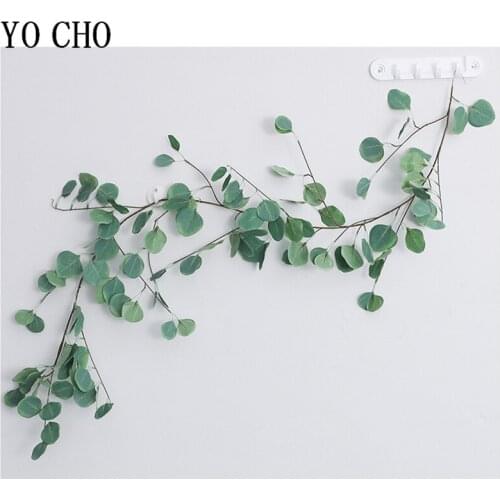 YO CHO Eucalyptus Leaves Vines Artificial Plants Green Vines Wall Hanging Plants Ivy Fake Scindapsus Leaves Forest Wedding Decor
