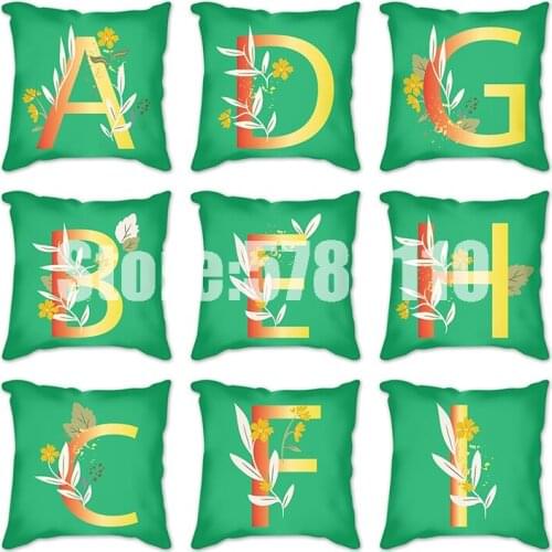 Green Cushion Cover Pillow Cover flowers Leaves Sofa Seat Covers Pillowcase Cushion Cover letters Home Decor Pillow Cushion Case