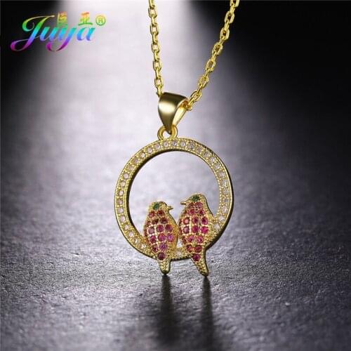 Juya Fashion Bird Necklace Gold /Rose Gold Cubic Zirconia Chokers Bird Pendant Necklace For Women Gift Jewelry Supplies