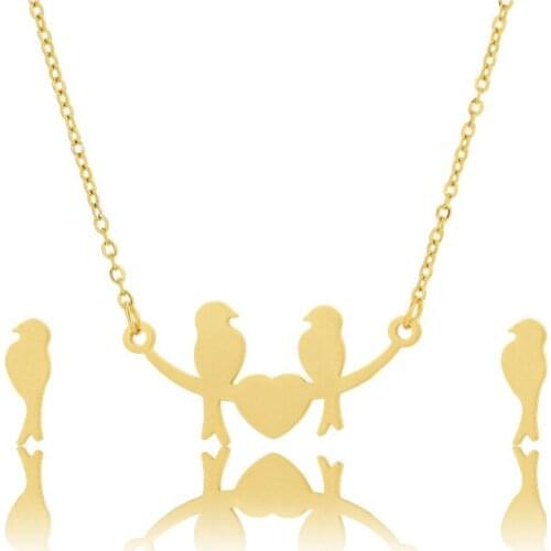 Animal Bird Pendant Necklace For Women Girl Gold Chain Collar Female Shining Best Quality Party Jewelry Gift Wholesale 45cm/set