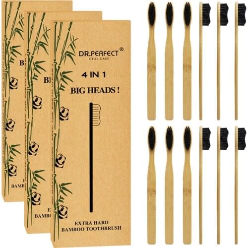 12 Pieces Firm Toothbrush Extra Hard Large Brush Head Bamboo Toothbrush Manual Toothbrush Hard Bristles