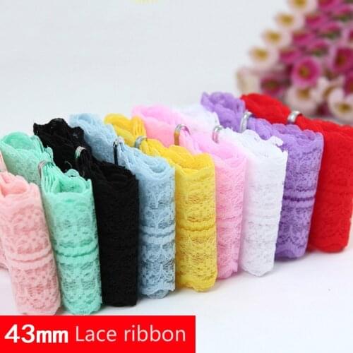 1 Meters/lot) 43mm Lace Ribbon Tape Trim Fabric DIY Embroidered Ribbon for Handmade Sewing Decoration African Lace Fabric Tape