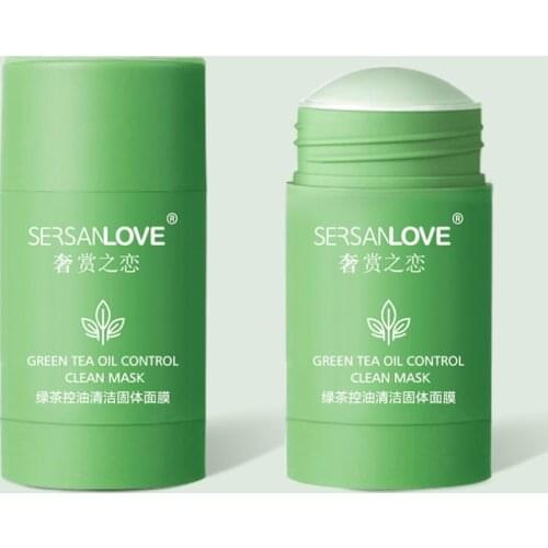 1Pcs Green Tea Clean Moisturizing Face Mask Oil Control Eggplant Acne Clearing Solid Mask Hydrating Whitening Skin Care TSLM1