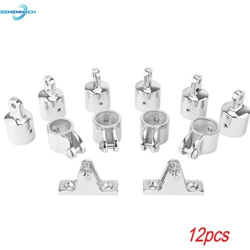 12PCS Boat Accessories Universal 3-Bow Bimini Top 316 Stainless Steel Marine Hardware Set Deck Hinge Jaw Slide Eye End Fitting