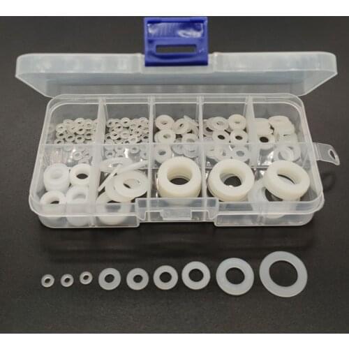 180Pcs M2 M2.5 M3 M4 M5 M6 M8 M12 Plastic Nylon Flat Spacer Washer White