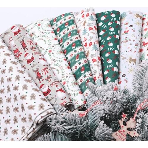 45x55cm Christmas Printed Cotton Fabric DIY Patchwork Quilting Garment Doll Home Textile Materials Accessories