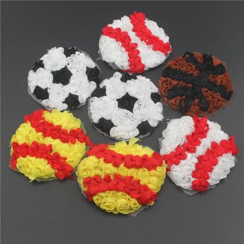 50/120pcs Unique Chiffon Rosettes Basketball Soccer Baseball Softball Applique For Baby Girls Hair Clothes Sewing Accessories