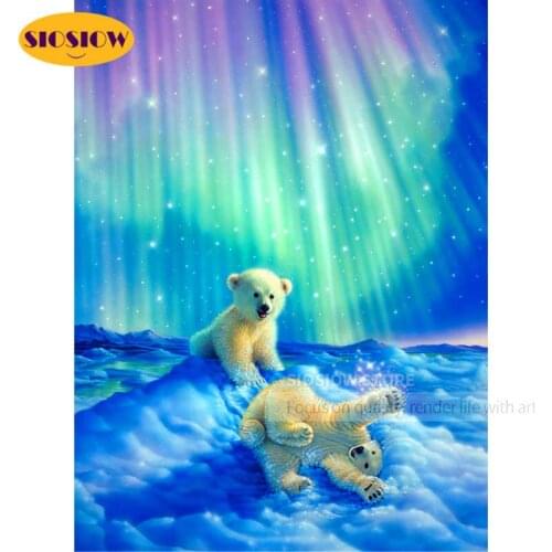 5D Diy Diamond Painting Full Drill Square Polar Bears 3d Diamond Embroidery Animals Cross Stitch Bear Rhinestones Art Home Decor