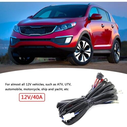 Automotive LED Light Bar Switch Wire Harness Kit 2 Leads IP67 Waterproof Relay Blade Fuse Automotive Universal Accessories
