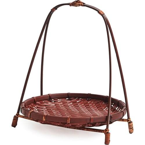 Bamboo Hanging Basket Tea Ceremony Storage Basket Handmade Removable Bamboo Basket Fruit Plate Snack Basket Dried Fruit Basket