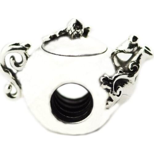 Beads FOR Jewelry Making DIY Sterling-Silver-Jewelry Enchanted Tea Pot Charm 925 Berloque Perles Charm
