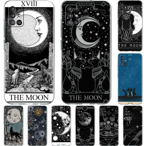 Moon Tarot Totem Case For Samsung Galaxy A51 A21s A52 A71 A12 A31 A41 A32 A02s M31 A11 A72 M51 M30s Transparent Phone Cover Full