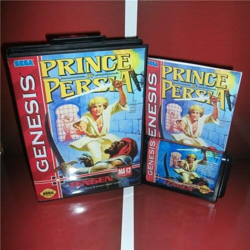 Prince of Persia US Cover with Box and Manual For Sega Megadrive Genesis Video Game Console 16 bit MD card