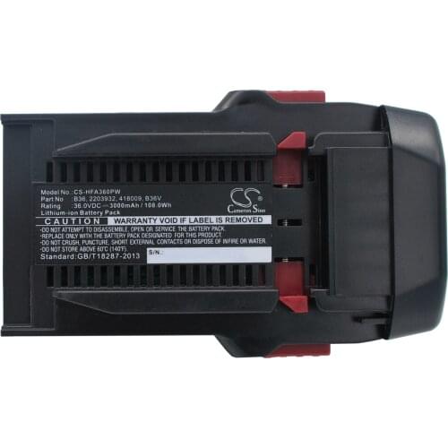 CS 3000mAh / 108.0Wh battery for HILTI TE6-A Li, TE6-A36, WSR36-A 2203932, 418009, B36, B36V
