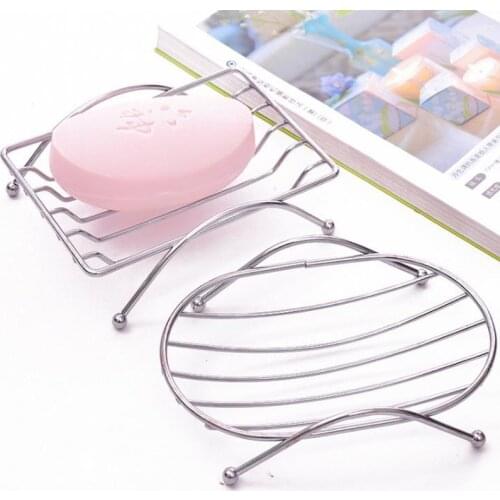 Stainless Steel Soap Holder Drain Soap Dish Tray Fashion & Brief Bathroom Accessories Square & Oval Styles F20173571