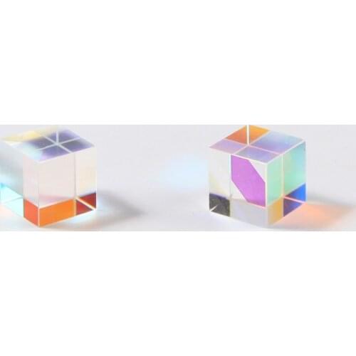 Dichroic glass Photographic Dichroic Color K9 Rainbow laser Cube prism 10*10*10mm Size Crystal Teaching Customized