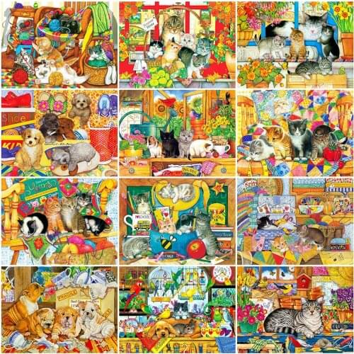 Evershine 5D Diamond Painting Cat Full Square Round Diamond Embroidery Animals Rhinestone Mosaic Cartoon Craft Kid Room Decor