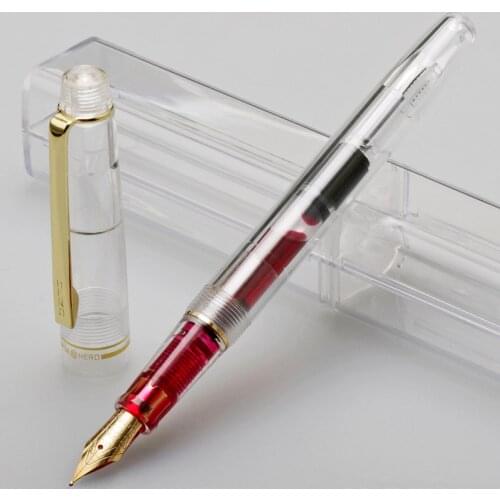 Financial fashion plastic Transparent white office golden classic F gift Fountain Pen