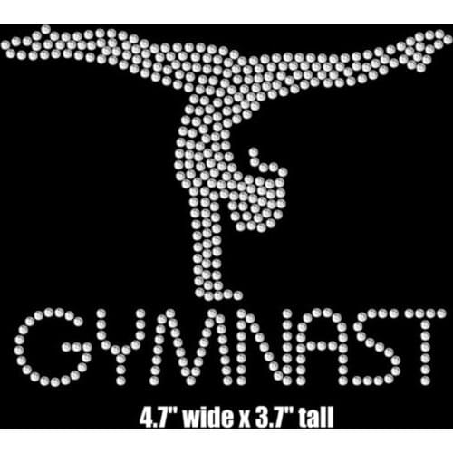 2pc/lot gymnast beauty hot fix rhinestone transfer motifs iron on rhinestone motif iron on transfer patches for shirt