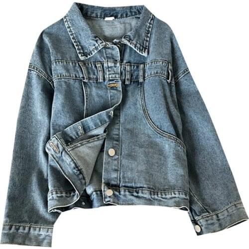 Down Collar Long Sleeve Denim Jacket Women Back Split Design Button Casaco Feminino Pocket Korean Coat Spring Jeans Jacket Women