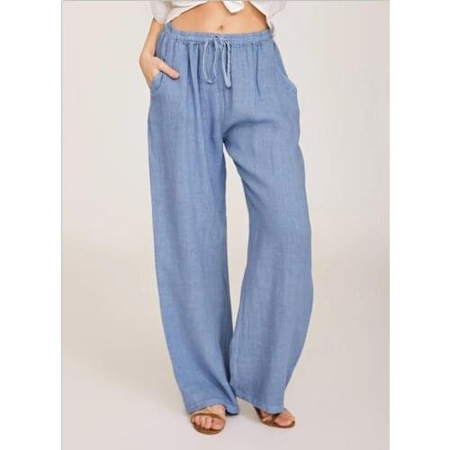 Linen Woman Wide-leg Pants Woman Casual European Style Woman Pants Harajuku Women Bottoms Pants Plus Size