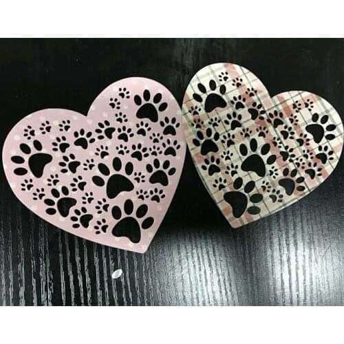 Lovely Heart With Dog Footprint Metal Cutting Dies For DIY Scrapbooking Photo Album Paper Cards Decorative Crafts Embossing Dies