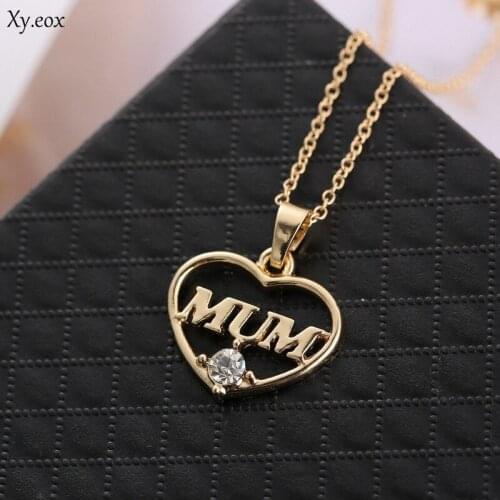 Fashion Womens Heart Mum Crystal Pendant Necklace Mother Gifts Jewelry