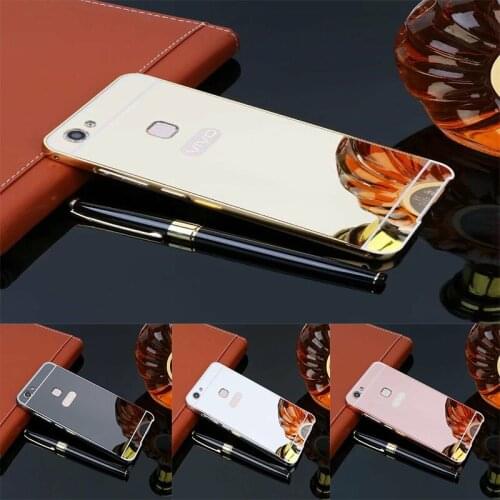 Fashion Luxury Rose Gold Mirror Cases For vivo v7 plus Alumimum Metal Frame shell Back Cover for vivo v7plus