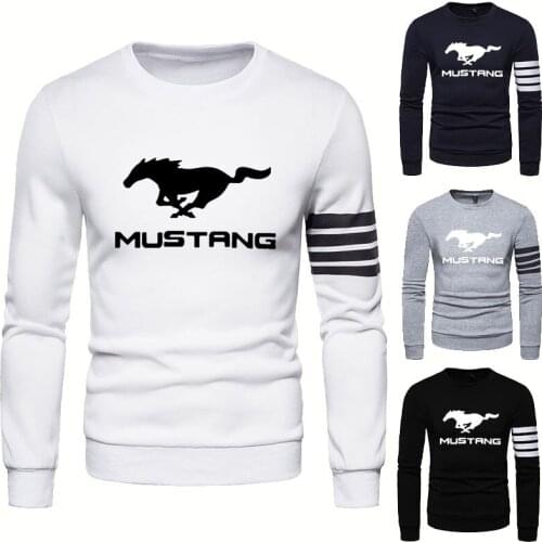 Mens Sweatshirt Mustang Car Logo Printing Spring Autumn Fashion Casual Splicing Mens pullover High Quality Cotton Mens hoodie
