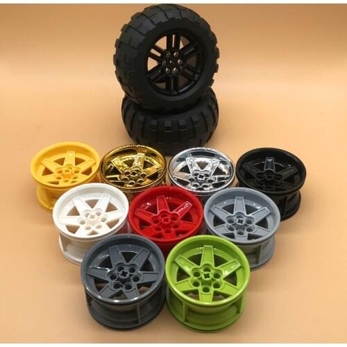 Science and technology automobile building block moc-54120 + 15038 94.8x44mm off-road hub tire connector ev3 assembly toy