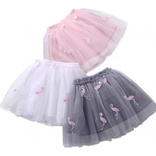 3-10Y Children baby girls sweet skirts Summer Princess Mesh Pleated Skirts baby kids girls tutu Flamingo cotton skirts P4 018
