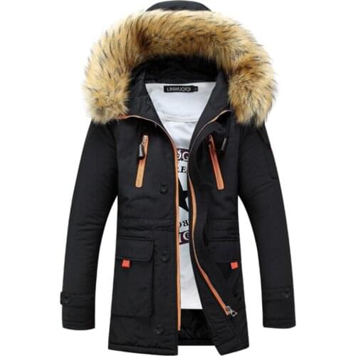 Fur Collar Hooded Parkas Jacket Winter Mens Thick Warm Coats Outdoor Windproof Outerwear Multi-pocket Casual Parkas S-3XL