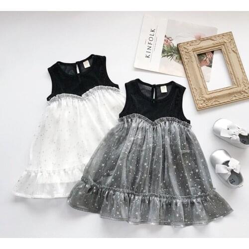 Girl Dress 2019 Summer Princess Baby Mesh Patchwork Dress Kids Dresses for Girls Toddler Lovely Sleeveless Ball Gown for Party