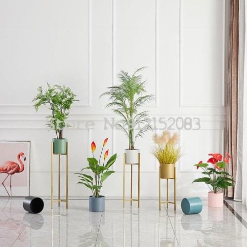 Nordic Light Luxury Flower Stand Indoor Living Room Shelf Floor-standing Flower Stand Green Flower Pot Stand Modern Simple