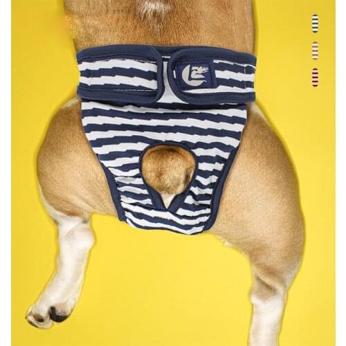 Striped Dog Physiological Menstrual Pants Breathable Cotton Dog Anti Side Leakage Anti Infection Pants Pet Anti Harassment Pants