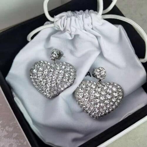 2021 New Design Luxury Crystal Heart Stud Earrings Fashion Big Love Earrings For Woman Romantic Wedding Jewelry Accessories