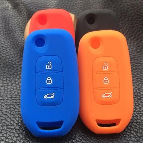 Silicone car key car case cover for renault kadjar 3 button floding key case cover shell