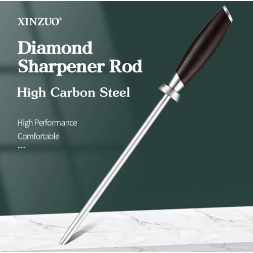 XINZUO Knife Sharpener Rod Grinder Durable High Carbon Stainless Steel Honing Steel Diamond Sharpener Knife Kitchen Tools