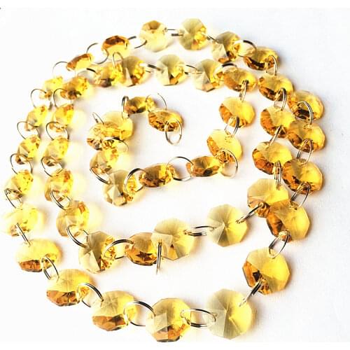 Fashion Free Shipping Gold Color 5meters/lot Crystal Octagon Beads Chandelier Garland Strands For Wedding Party Decoration