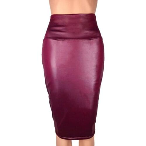 Women Skirts Multicolor 2021 Skirt For Lady PU Leather Skirt Hip Pencil Midi Skirt Autumn Winter