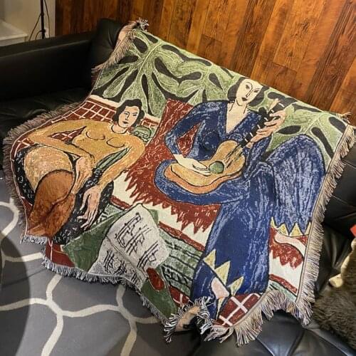Guitar Women Matisse Sofa Blanket Pink Panther Tapestry Throw Rugs Blankets Casual Carpet Decoration For Home
