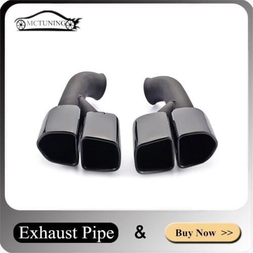 1 Pair Automobile Part Black /Silver Stainless Steel Exhaust Pipe Nozzles For 2015-2017 Porsche Cayenne Muffler Tip Nozzles