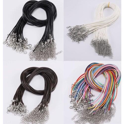 10 Pcs/lot 1.5/2 mm Real Leather Handmade Adjustable Braided Rope Necklaces & Pendant Charms Findings Lobster Clasp String Cord