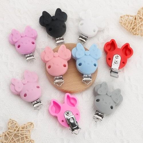 Sunrony 10pcs Mouse Silicone Pacifier Clip DIY Baby Teething Teether Necklace Bead Tool Nurs Gift Accessories