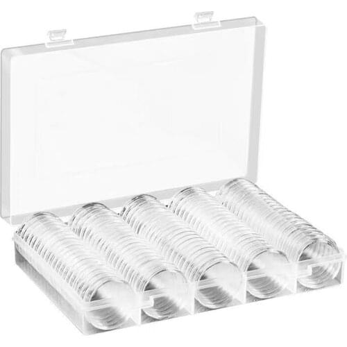 100pcs 30 MM Coin Capsules With Storage Organizer Box For Coin Collection Supplies Dust-proof And Resistance To Oxidation