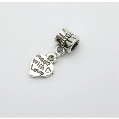 25pcs Heart Charms Classic big hole Loose Beads pendant fit Pandora charm bracelet DIY pendants